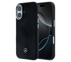 Mercedes PU Leather Wood Semi Wrap černá / Zadní kryt / MagSafe / pro iPhone 17