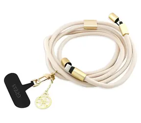 Guess 4G Charm béžová / Nabíjecí crossbody popruh / USB-C/USB-C