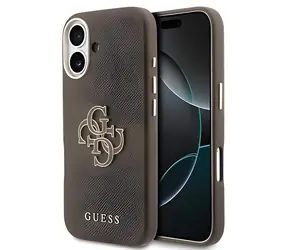 Guess PU Grained 4G Resin Metal Logo hnědá / Zadní kryt / pro iPhone 17