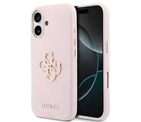 Guess PU Grained 4G Resin Metal Logo růžová / Zadní kryt / pro iPhone 17