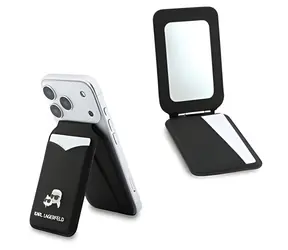 Karl Lagerfeld Mirror černá / Peněženka s přihrádkou na kartu a stojánkem / MagSafe