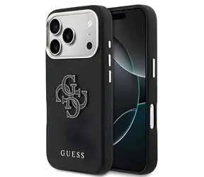 Guess PU Grained 4G Resin Metal Logo černá / Zadní kryt / pro iPhone 17 Pro Max
