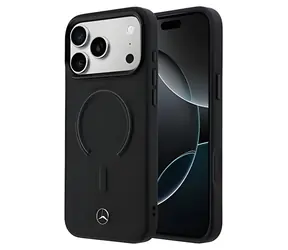 Mercedes PU Leather 3D pro iPhone 17 Pro černá / Zadní kryt / PU kůže / MagSafe