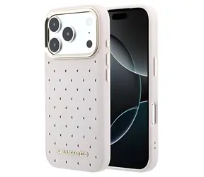 Karl Lagerfeld PU Perforated Gold Dots růžová / Zadní kryt / iPhone 17 Pro / MagSafe