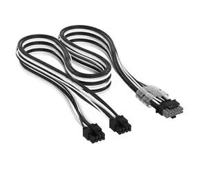Corsair Premium Sleeved černo-bílá / Napájecí kabel / 2x 8-pin - 12V-2x6 / pro zdroje Type-5