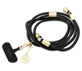 Guess 4G Charm černá / Crossbody popruh s nabíjecím kabelem / USB-C - USB-C