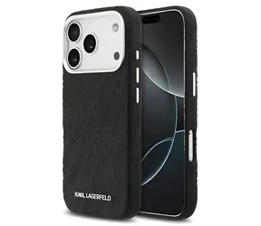 Karl Lagerfeld Grained PU Repeated Logo černá / Zadní kryt / MagSafe / iPhone 17 Pro