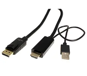 HDMI -> DisplayPort kabel, HDMI A(M) -> DP(M), 4K@60Hz, 2m