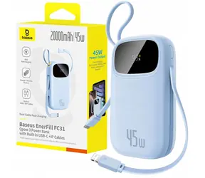 Baseus EnerFill FC31 Qpow 3 modrá / Powerbanka / 20000mAh / 45W / USB-C a Lightning v těle / USB-A