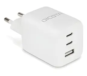 Dicota Síťový adaptér GaN 2x USB-C/USB-A bílá / 65W / PD 3.0