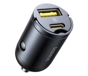 Baseus Tiny Star Mini USB-A/USB-C Cosmic Black / Nabíječka do auta / 30W / PD+QC / do autozapalovače