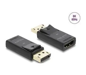 Delock DisplayPort (M) - HDMI (F) černá / Video adaptér / aktivní / podpora HDR10 / podpora 1080p