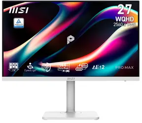 27" MSI PRO MAX 271QPHW E14 bílá / Monitor / IPS / QHD 2560×1440 / 144 Hz / 300 cd/m2 / HDMI + DP / VESA