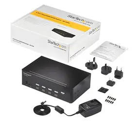 StarTech 4-Port Dual HDMI KVM / KVM přepínač / 4K 30Hz / USB 3.0 hub / audio
