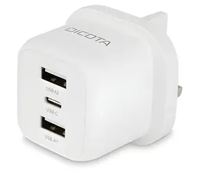 DICOTA bílá UK / Síťová nabíječka notebooku / 1x USB-C / 2x USB-A / 32 W