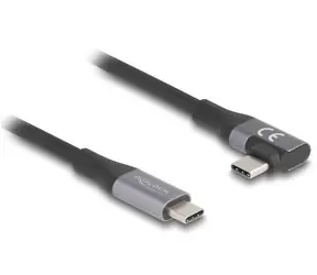 Delock USB-C 24 pin / Kabel / rovný (M) – lomený 90° (M) / USB 3.2 / Thunderbolt 3 / PD 5A 48V / 2 m