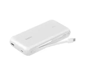 Belkin BOOST CHARGE 20000mAh + kabel bílá / PowerBanka / integrovaný USB-C kabel / 30W PD
