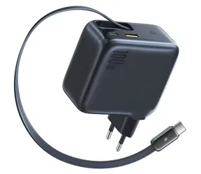 Baseus EnerCore CJ11 černá / Rychlonabíječka / 100W / 2× USB-C / USB-A / integrovaný kabel