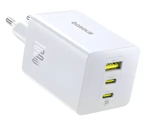 Baseus EnerFill FE11 Moon White / Rychlonabíječka / 100W / GaN 6 / USB-A + 2× USB-C