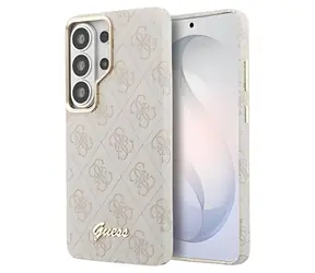 Guess PU 4G Script Metal Logo Magnetic růžová / Zadní kryt / pro Samsung Galaxy S26 Ultra / Umělá kůže / Magnetický