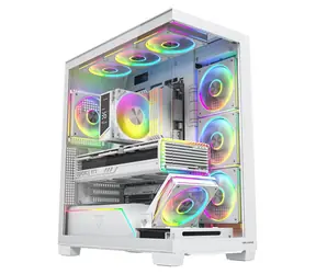 MODECOM Volcano Stellar Plus ARGB bílá / Skříň / ATX / tvrzené sklo / 8x ARGB ventilátor / 1x USB-C / 2x USB 3.0