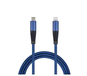 2GO 797196 modrá / Datový a nabíjecí kabel / Lightning - USB-C / 1 m / nylon