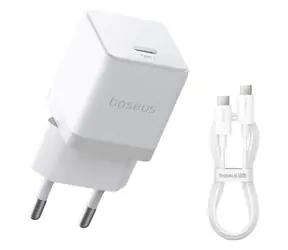 Baseus Palm bílá / Nabíječka / USB-C / 20W PD / kabel USB-C/USB-C 1m