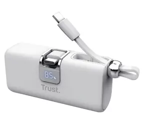Trust Pacto 5000 PD Pocket bílá / Powerbanka / 5000 mAh / USB-C PD / 20W / LED displej