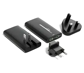 ER POWER Dual Travel Slim Charge 67W černá / Cestovní nabíjecí adaptér / GaN / 2x USB-C / výměnné US/UK/EU vidlice