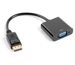 Lanberg AD-0002-BK černá / Redukce VGA (D-Sub) na DisplayPort / 0,2 m / max. 1920×1200 / 60 Hz