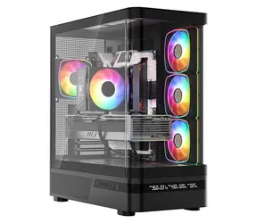 MODECOM Volcano AQ200 ARGB černá / Skříň / ATX / 1x USB-C 3.2 / LED displej / tvrzené sklo / bez zdroje