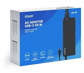 Savio ZA-01 černá / Síťová nabíječka / 65W / USB-C PD / Quick Charge 3.0 / 100-240V