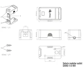 Solarix SXMO-1-0-WH bílá / Zásuvka modulární / 1x keystone RJ45 / Montáž na omítku / Krytka proti prachu