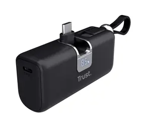 Trust Pacto 5000 PD Pocket černá / Powerbanka / 5000 mAh / USB-C PD / 20W / LED displej