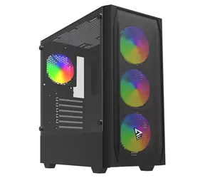 SAVIO Noctis Flow RGB černá / Skříň / Cube / Tvrzené sklo / ATX, Mini-ITX / bez zdroje