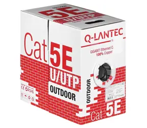Q-LANTEC KIU5OUTS305Q černá / Síťový kabel / Cat5e / U/UTP / venkovní / 305 m