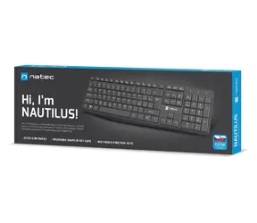 Natec Nautilus 2 černá / Drátová klávesnice / CZ/SK layout / USB-A / 1,8 m