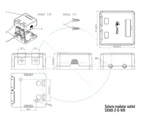 Solarix SXMO-2-0-WH bílá / Zásuvka modulární / 2x keystone RJ45 / Montáž na omítku / Krytka proti prachu