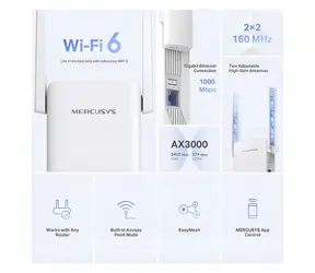 Mercusys ME80X AX1800 / Wi-Fi extender / Wi-Fi 6 / Dual-Band / 1x LAN / WPS