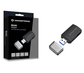 Conceptronic černá / Čtečka paměťových karet / USB-A 3.2 Gen 1 / SD / microSD / UHS-II