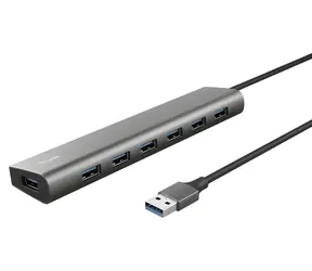 Trust Halyx stříbrná / USB hub / 7x USB-A 3.2 Gen 1 / hliníkové tělo