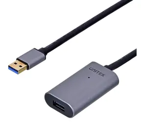 Unitek Y-271 šedá / Prodlužovací kabel USB-A / 5 m / USB 2.0 / se zesilovačem signálu