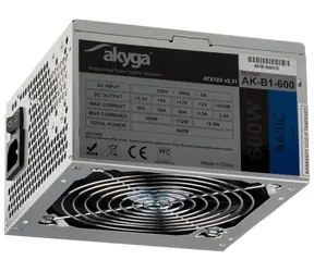 Akyga AK-B1-600 šedá / Zdroj / ATX / 600W / pasivní PFC / 120 mm