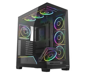 MODECOM Volcano Stellar Plus ARGB černá / Skříň / ATX / tvrzené sklo / 8x ARGB ventilátor / 1x USB-C / 2x USB 3.0