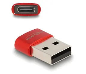 DeLock červená / Adaptér USB-A (M) - USB-C (F) / USB 2.0