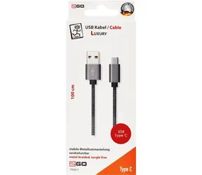 2GO Luxury USB-B - USB-C šedá / Datový kabel / USB 3.2 Gen 1 / 1 m