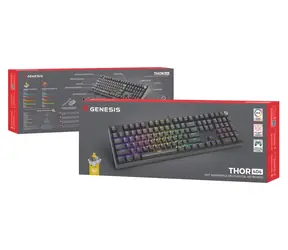 Genesis Thor 404 černá / Herní mechanická klávesnice / RGB / Gateron Yellow Pro / Drátové USB-A / US layout