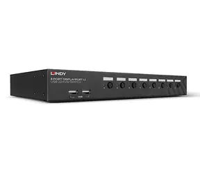 Lindy 8-Port DisplayPort 1.2 USB / KVM switch / 8 portů / 4K UHD / 1U / černá