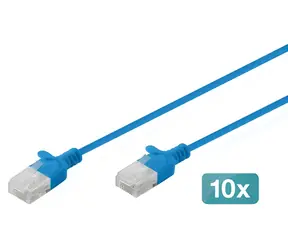 Digitus Cat6 U/UTP Slim modrá / Patch kabel / 0,3 m / 2x RJ-45 / LSZH / 10 ks