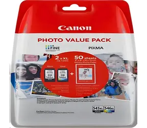 Canon PG-545XL/CL-546XL Photo Value / Originální cartridge + fotopapír / černá + barevná / 400 stran